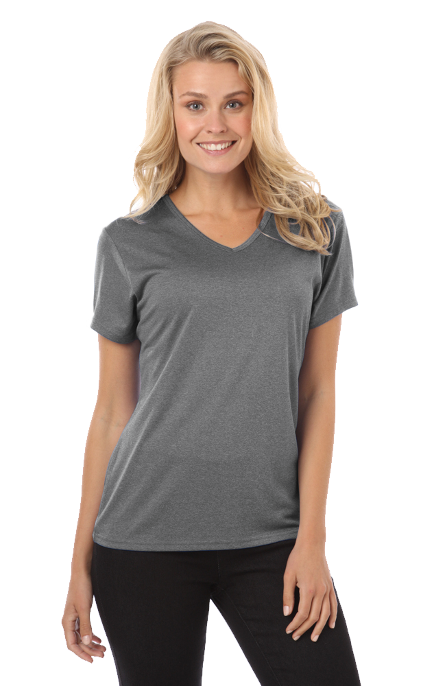 LADIES HEATHERED WICKING TEE ### - GREY HEATHER SMALL SOLID