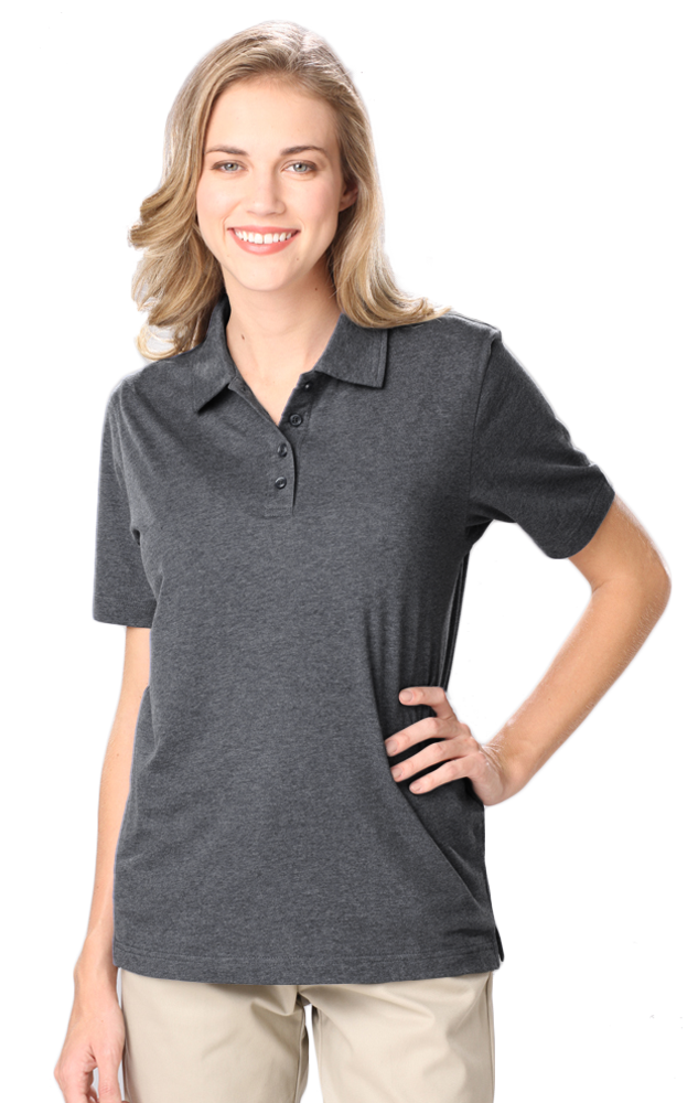 LADIES HEATHERED WICKING POLO  -  GREY HEATHER SMALL SOLID