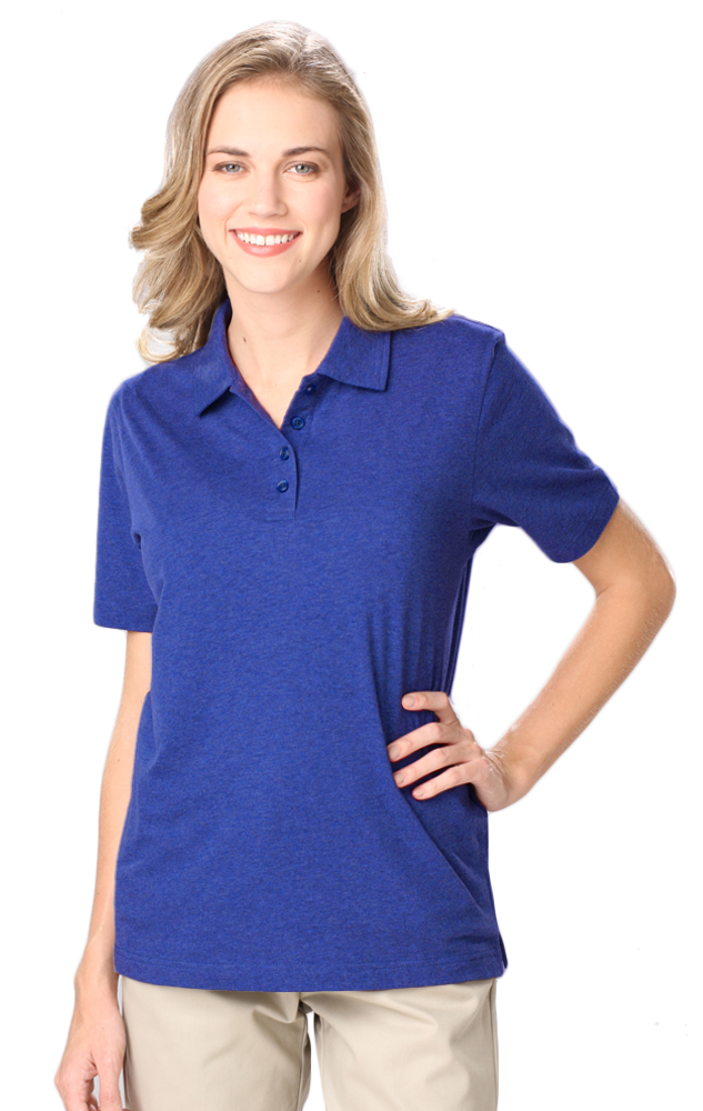 LADIES HEATHERED WICKING POLO  -  HEATHER ROYAL SMALL SOLID