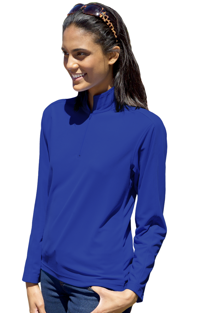 LADIES WICKING SOLID 1/4 ZIP LS PULLOVER  -  ROYAL 2 EXTRA LARGE SOLID