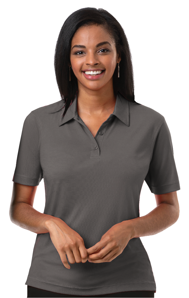 LADIES NAILHEAD S/S POLO### BLACK EXTRA SMALL TRIM DARK GREY