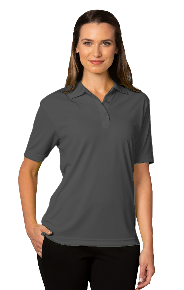 LADIES VALUE MOISTURE WICKING S/S POLO  -  GRAPHITE SMALL SOLID