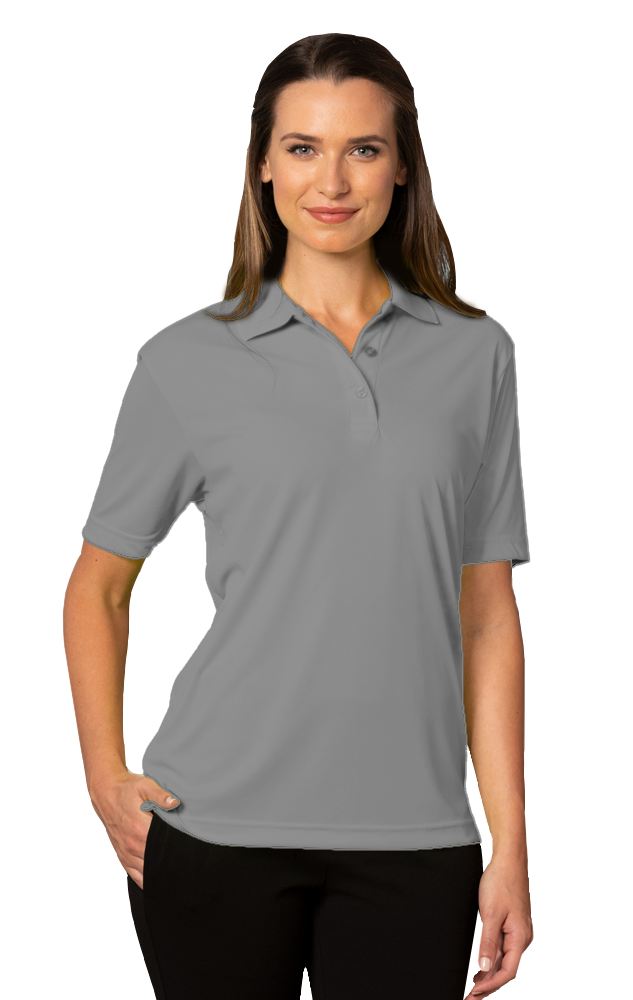 LADIES VALUE  MOISTURE WICKING S/S POLO GREY SMALL SOLID