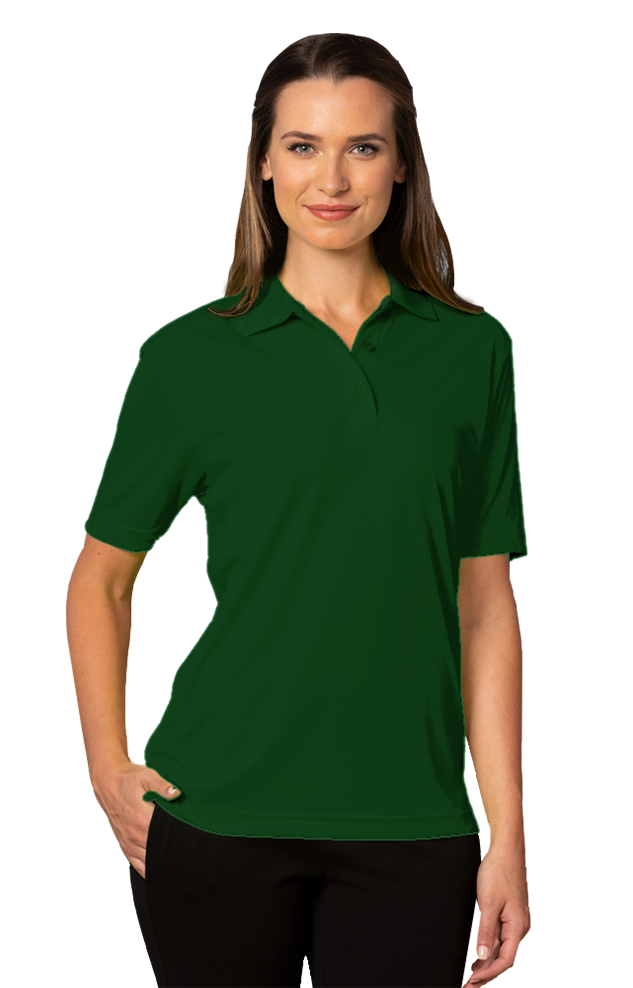 LADIES VALUE MOISTURE WICKING S/S POLO  -  HUNTER SMALL SOLID