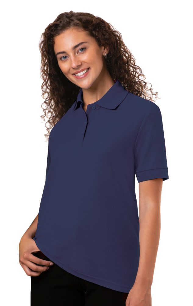 LADIES VALUE MOISTURE WICKING S/S POLO  -  NAVY SMALL SOLID