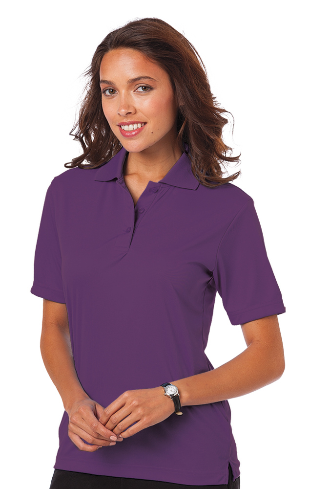 LADIES VALUE MOISTURE WICKING S/S POLO  -  PURPLE SMALL SOLID