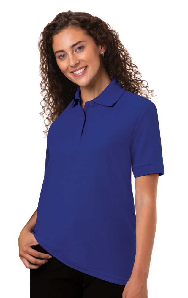 LADIES VALUE MOISTURE WICKING S/S POLO  -  ROYAL SMALL SOLID