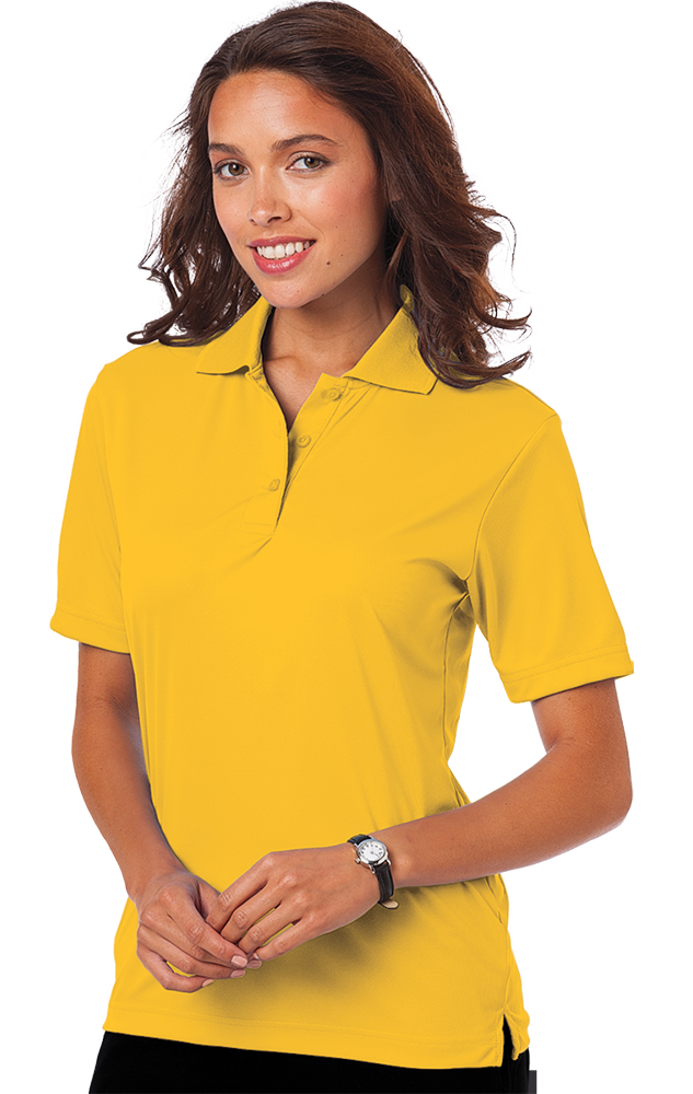 LADIES VALUE MOISTURE WICKING S/S POLO  -  YELLOW SMALL SOLID