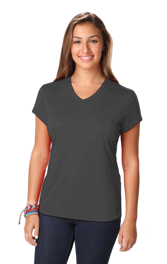 LADIES SOLID WICKING T  -  GRAPHITE EXTRA SMALL SOLID