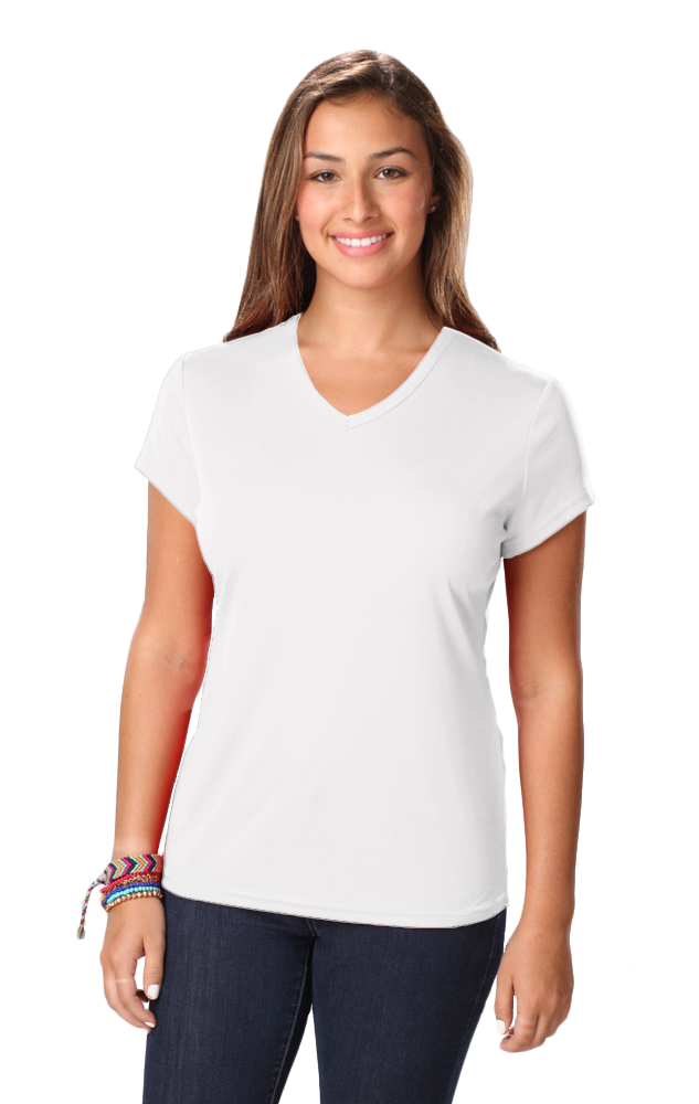 LADIES SOLID WICKING T  -  WHITE EXTRA SMALL SOLID