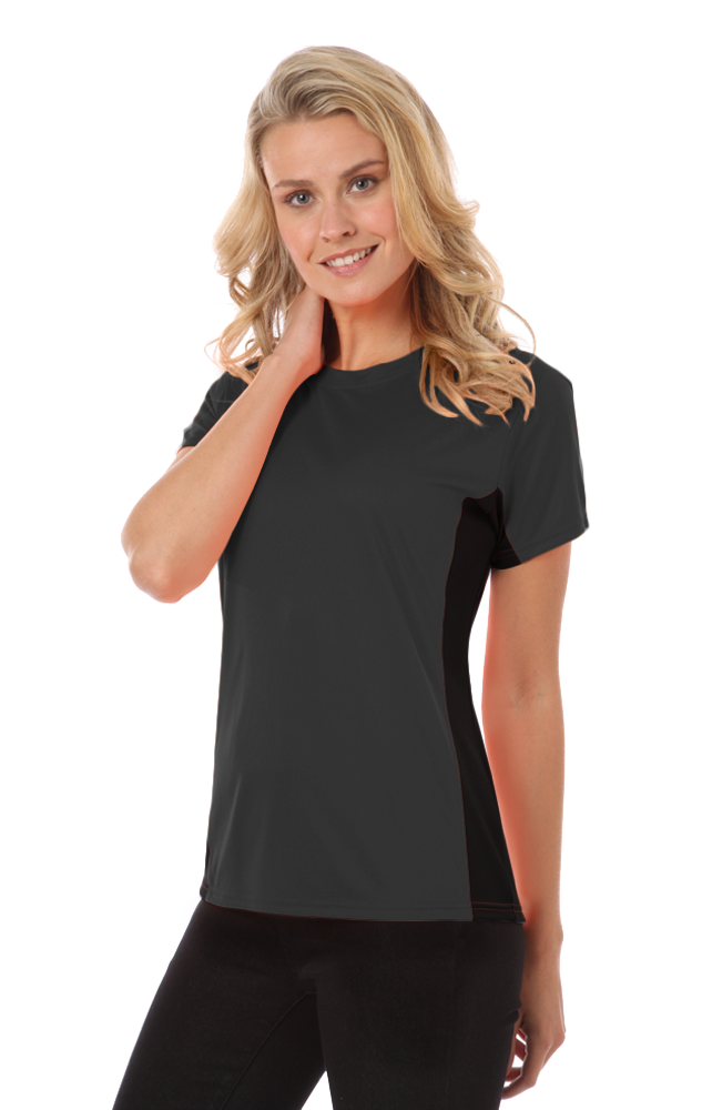 LADIES COLORBLOCK WICKING TEE  -  GRAPHITE SMALL SOLID