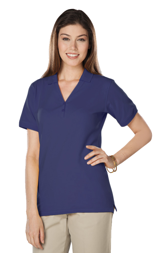 LADIES SOFT TOUCH S/S Y-PLACKET  POLO  -  NAVY 2 EXTRA LARGE SOLID