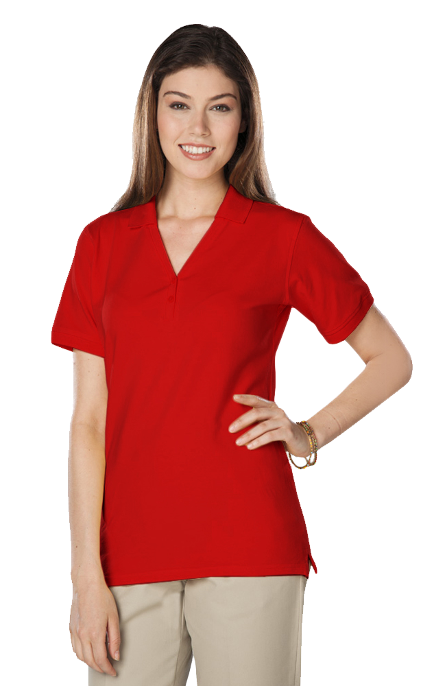 LADIES SOFT TOUCH S/S Y-PLACKET  POLO  -  RED 2 EXTRA LARGE SOLID