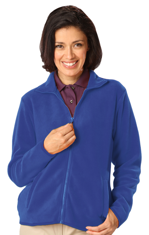 LADIES POLAR FLEECE FULL ZIP JACKET -  BLUE SMALL SOLID