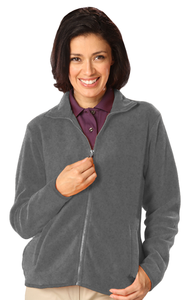 LADIES POLAR FLEECE FULL ZIP JACKET  -  GREY SMALL SOLID