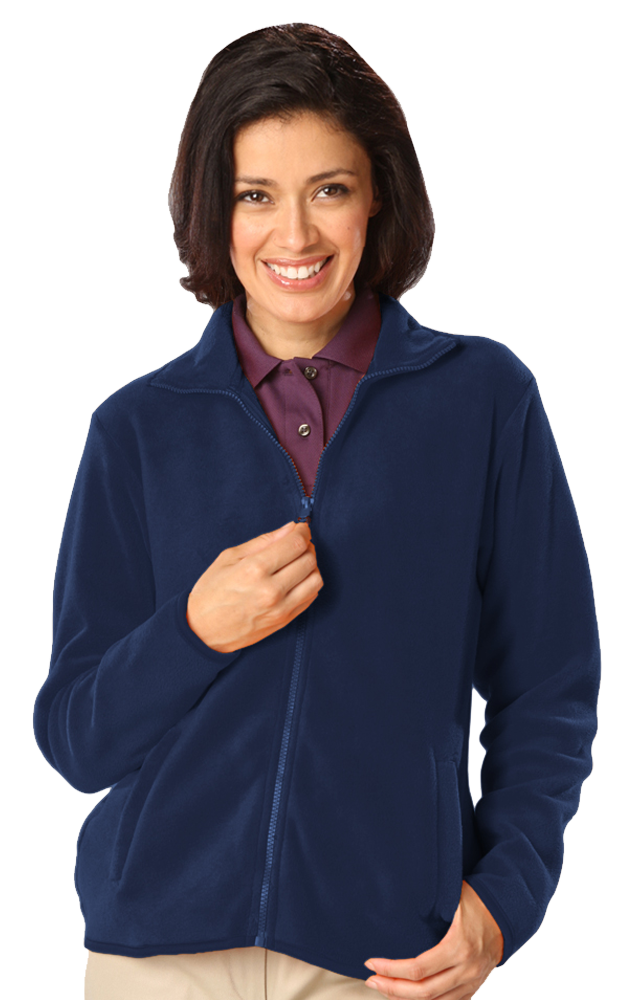 LADIES POLAR FLEECE FULL ZIP JACKET -  NAVY SMALL SOLID