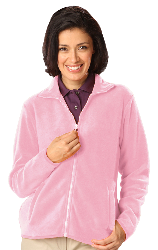 LADIES POLAR FLEECE FULL ZIP JACKET -  PINK SMALL SOLID