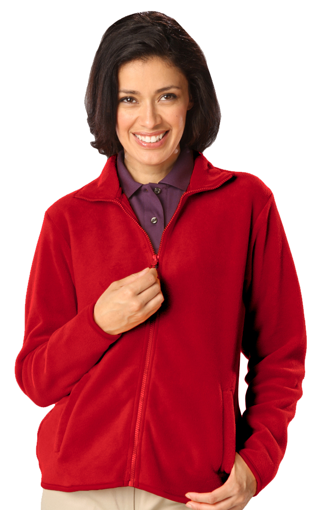 LADIES POLAR FLEECEFULL ZIP JACKET### -  RED SMALL SOLID