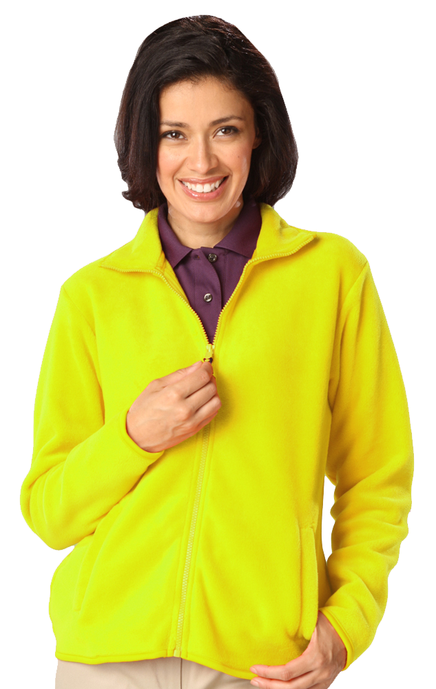 LADIES POLAR FLEECE FULL ZIP JACKET -  YELLOW SMALL SOLID