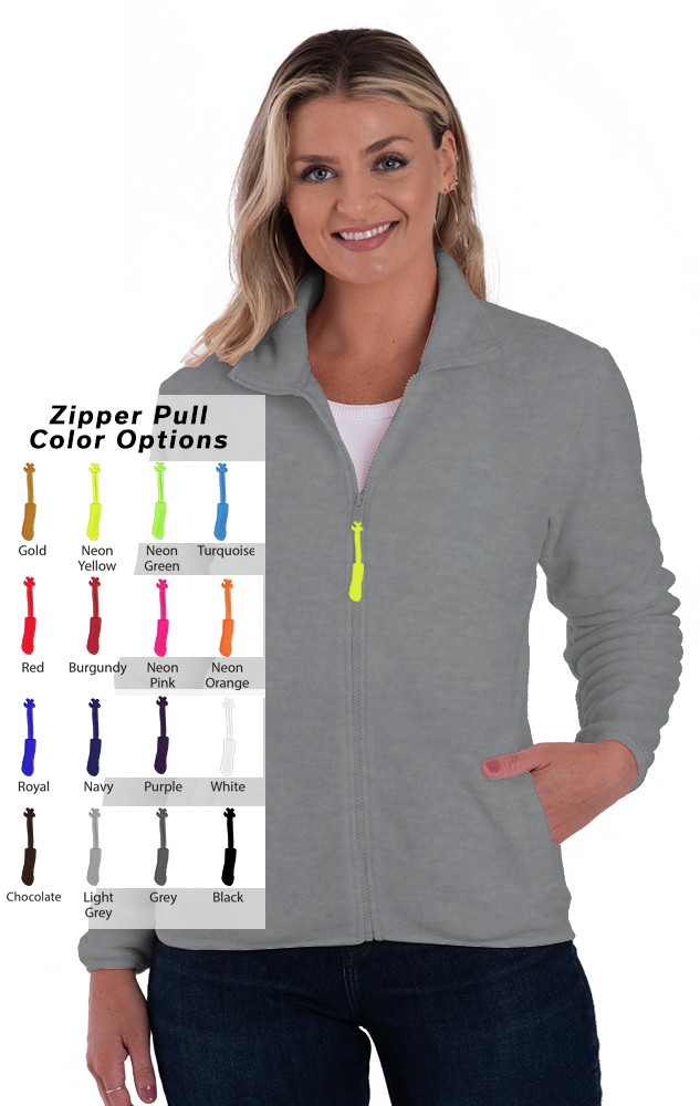 CUSTOM ZIPPER PULL POLAR FLEECE JACKET GREY 2 EXTRA LARGE SOLID