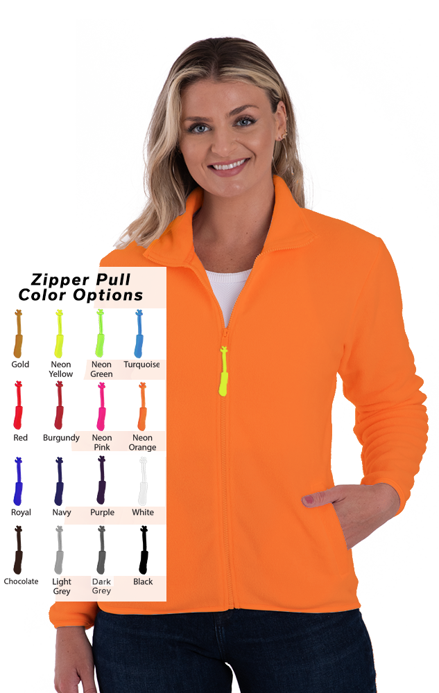 CUSTOM ZIPPER PULL POLAR FLEECE JACKET ORANGE 2 EXTRA LARGE SOLID