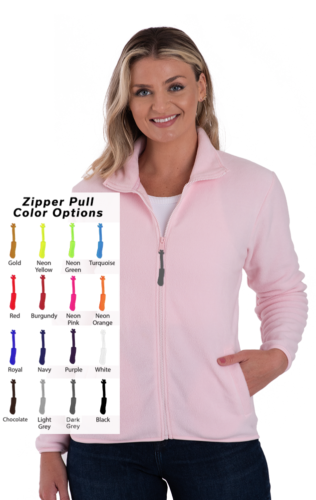 CUSTOM ZIPPER PULL POLAR FLEECE JACKET PINK 2 EXTRA LARGE SOLID