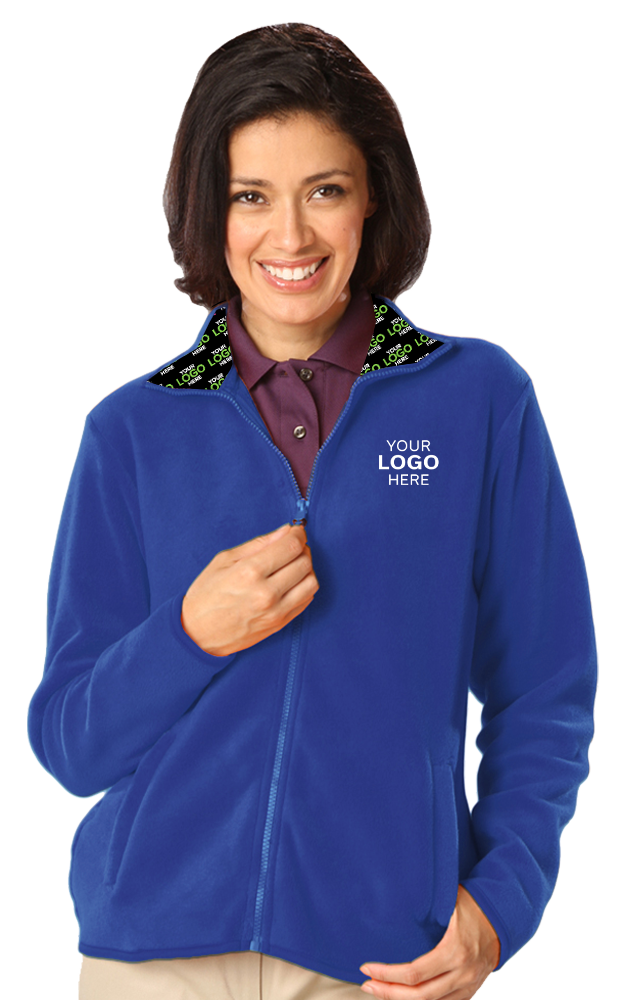 YOUR LOGO HERE LADIES POLAR FLEECE  FULL ZIP JACKET BLUE SMALL SOLID