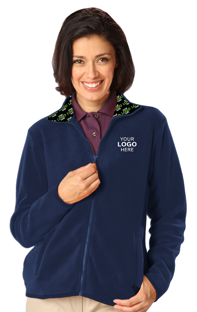 YOUR LOGO HERE LADIES POLAR FLEECE  FULL ZIP JACKET NAVY SMALL SOLID