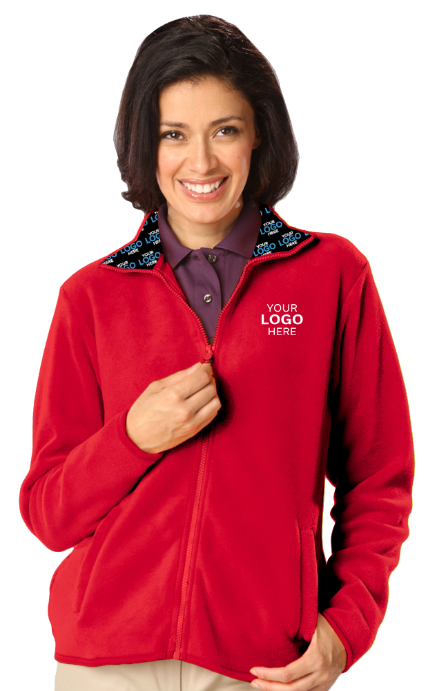 YOUR LOGO HERE LADIES POLAR FLEECE  FULL ZIP JACKET RED SMALL SOLID