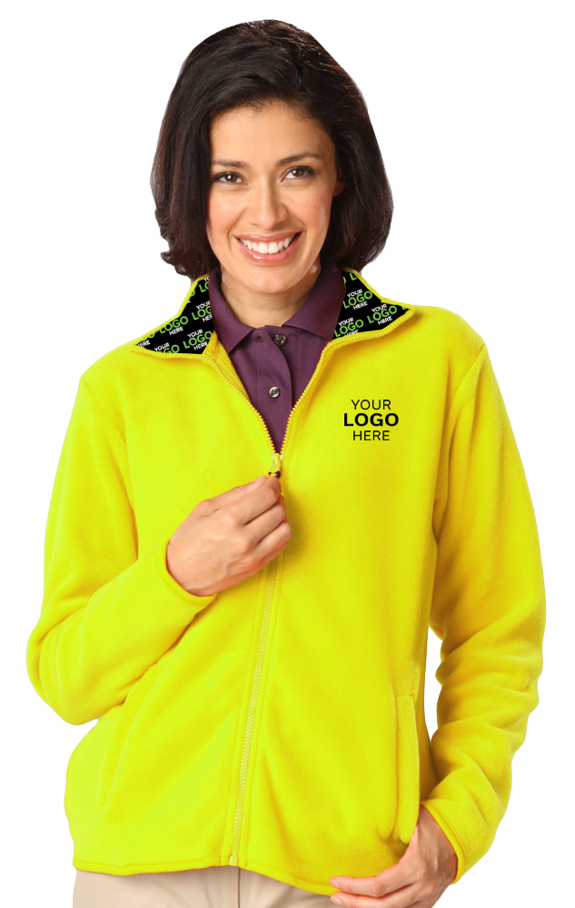 YOUR LOGO HERE LADIES POLAR FLEECE  FULL ZIP JACKET YELLOW SMALL SOLID