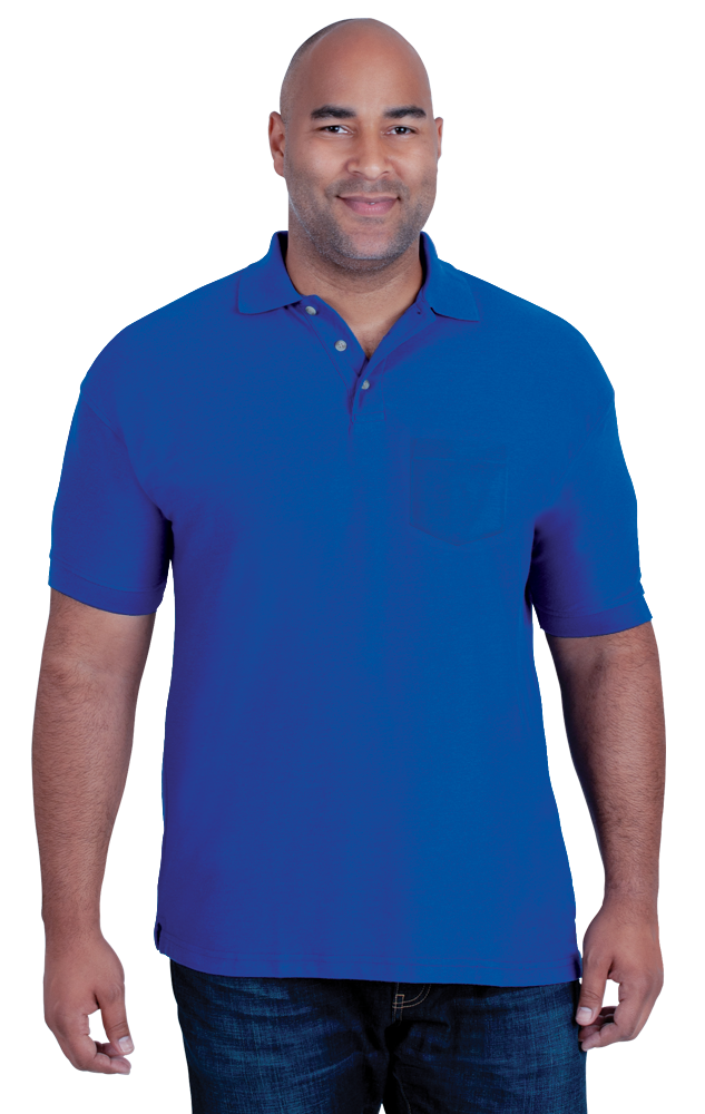 MENS SHORT SLEEVE TEFLON TREATED PIQUES WITH POCKET  -  ROYAL EXTRA SMALL SOLID