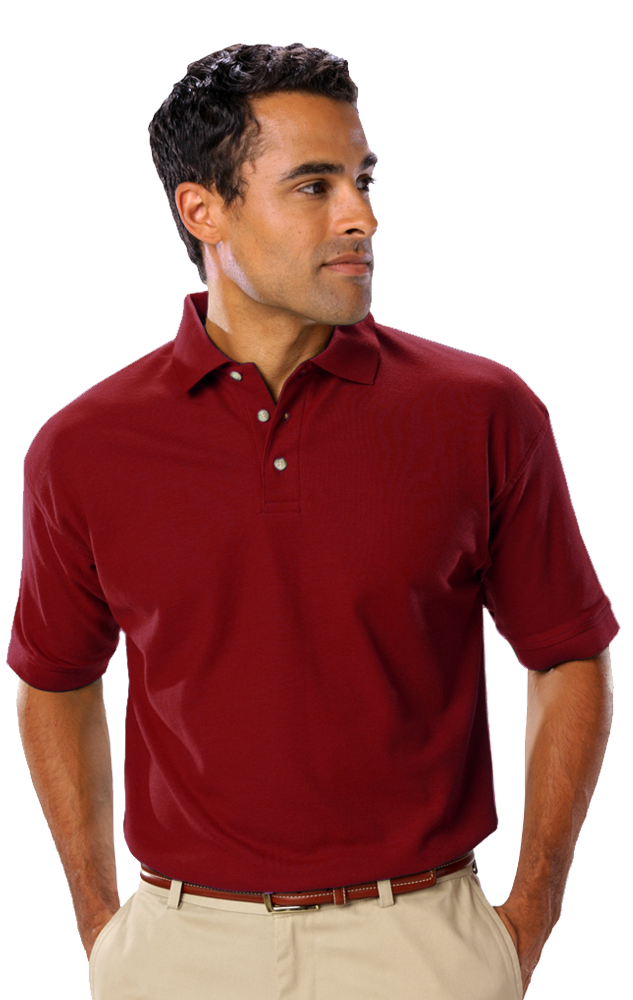 MENS SHORT SLEEVE TEFLON TREATED PIQUES NO POCKET -  BURGUNDY EXTRA SMALL SOLID