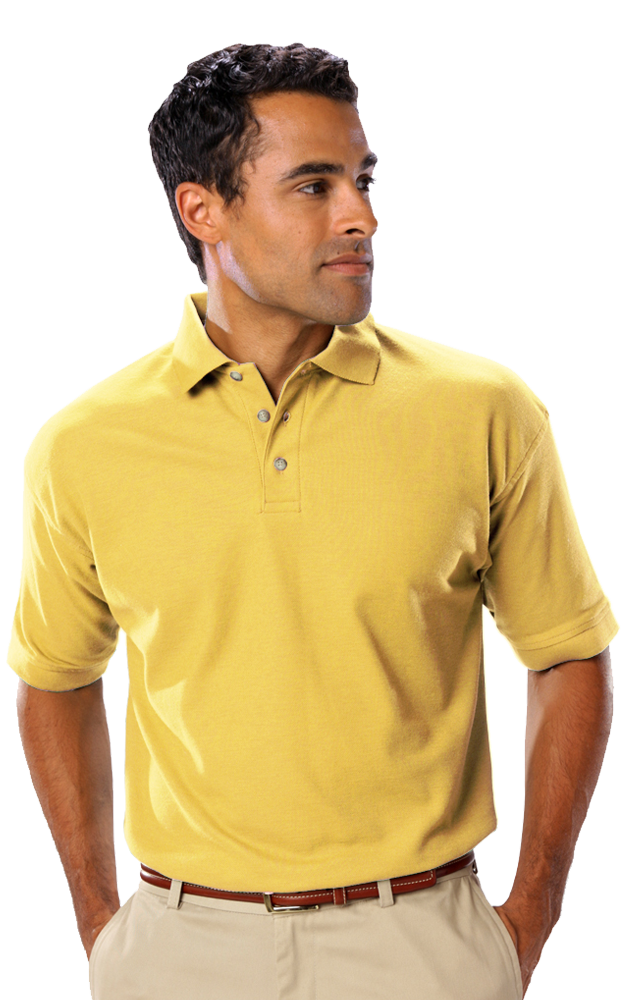 MENS SHORT SLEEVE TEFLON TREATED PIQUES NO POCKET  -  MAIZE EXTRA SMALL SOLID