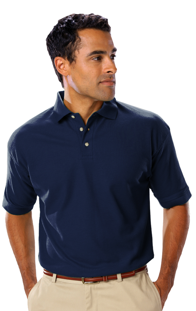 MENS SHORT SLEEVE TEFLON TREATED PIQUES NO POCKET  -  NAVY EXTRA SMALL SOLID