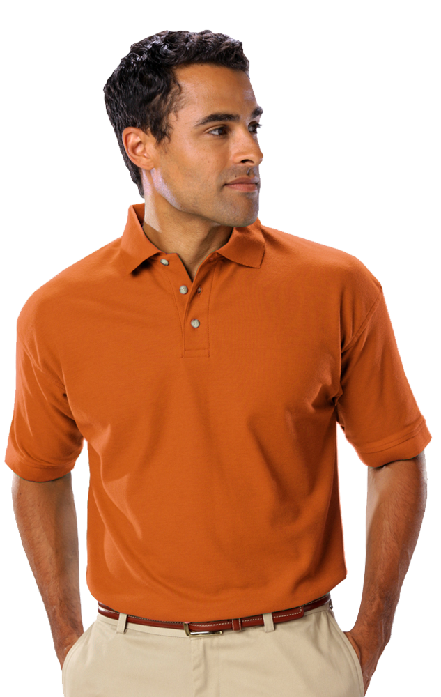 MENS SHORT SLEEVE TEFLON TREATED PIQUES NO POCKET  -  ORANGE EXTRA SMALL SOLID