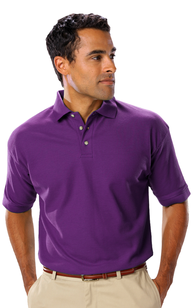 MENS SHORT SLEEVE TEFLON TREATED PIQUES NO POCKET  -  PURPLE EXTRA SMALL SOLID