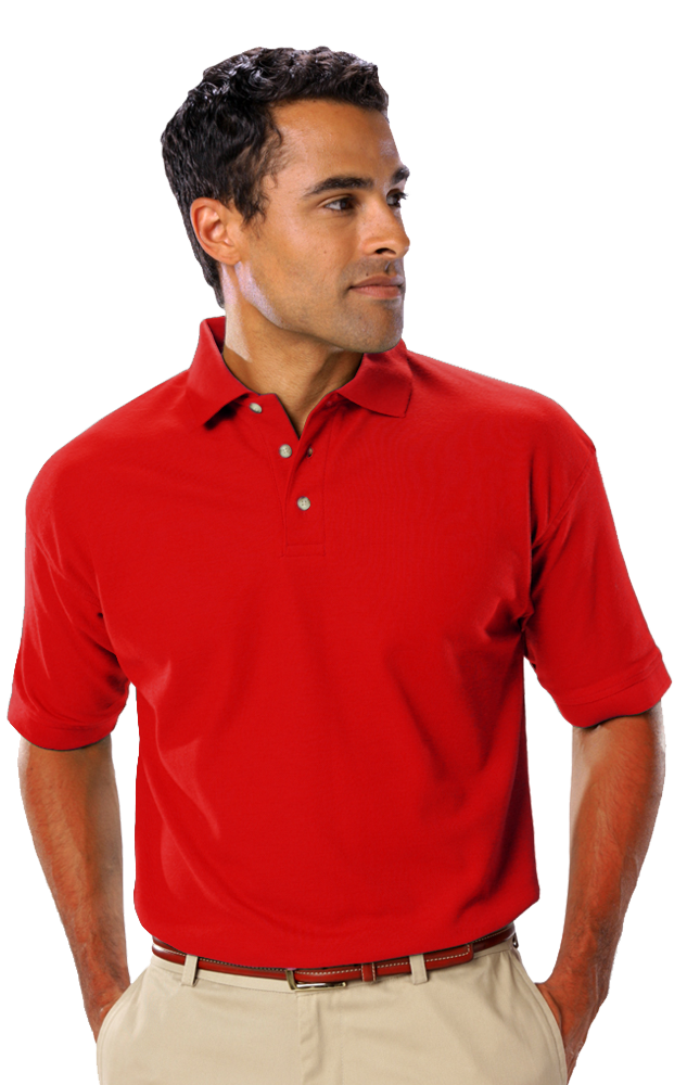 MENS SHORT SLEEVE TEFLON TREATED PIQUES NO POCKET  -  RED EXTRA SMALL SOLID