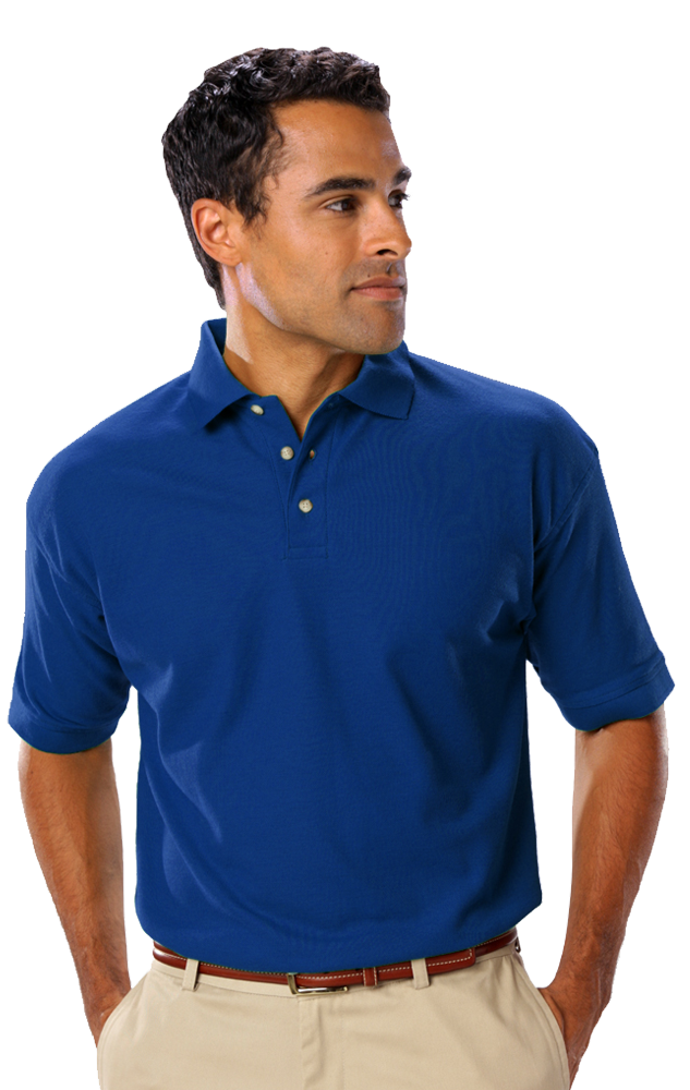 MENS SHORT SLEEVE TEFLON TREATED PIQUES NO POCKET  -  ROYAL EXTRA SMALL SOLID