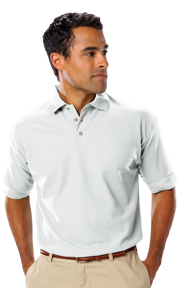 MENS SHORT SLEEVE TEFLON TREATED PIQUES NO POCKET  -  WHITE EXTRA SMALL SOLID