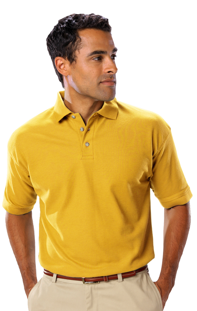 MENS SHORT SLEEVE TEFLON TREATED PIQUES NO POCKET  -  YELLOW EXTRA SMALL SOLID