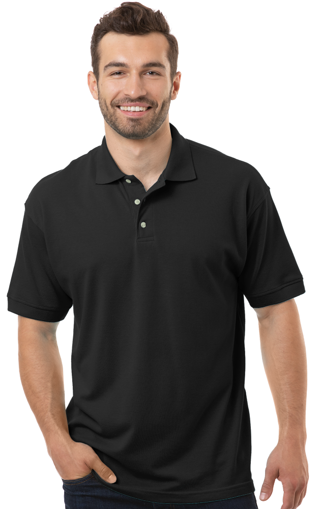 MENS SHORT SLEEVE SUPERBLEND PIQUE NO POCKET  -  BLACK 10 EXTRA LARGE SOLID