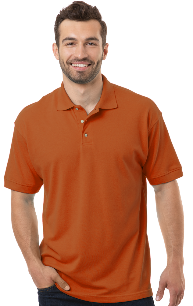 MENS SHORT SLEEVE SUPERBLEND PIQUE NO POCKET  -  BURNT ORANGE 4 EXTRA LARGE SOLID