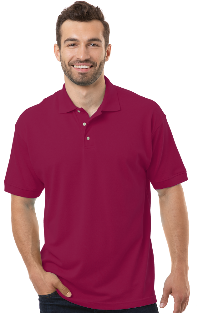 MENS SHORT SLEEVE SUPERBLEND PIQUE NO POCKET  -  BURGUNDY 10 EXTRA LARGE SOLID