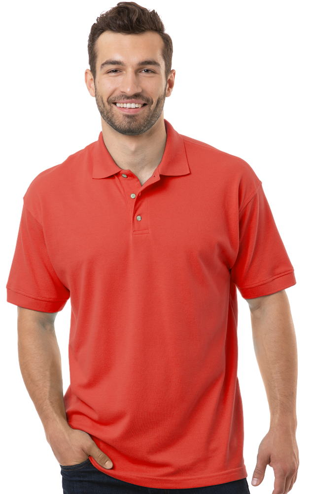 MENS SHORT SLEEVE SUPERBLEND PIQUE NO POCKET  -  CORAL 10 EXTRA LARGE SOLID