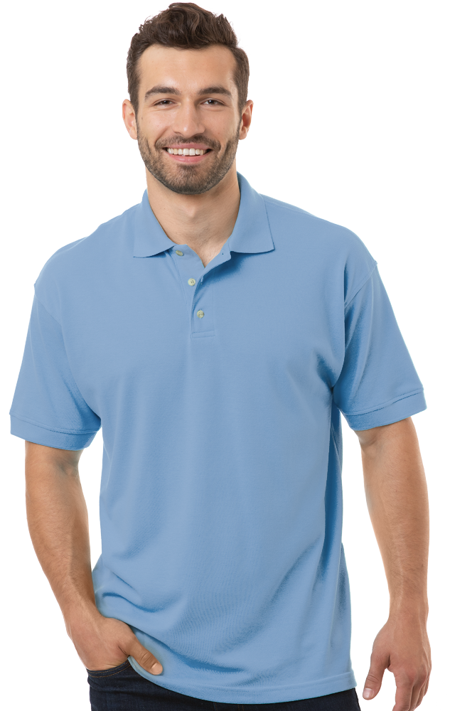 MENS SHORT SLEEVE SUPERBLEND PIQUE NO POCKET  -  LIGHT BLUE 9 EXTRA LARGE SOLID