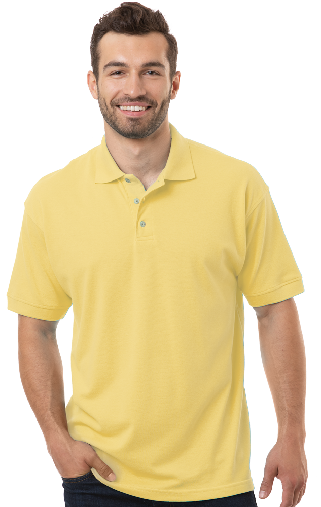 MENS SHORT SLEEVE SUPERBLEND PIQUE NO POCKET  -  MAIZE 10 EXTRA LARGE SOLID