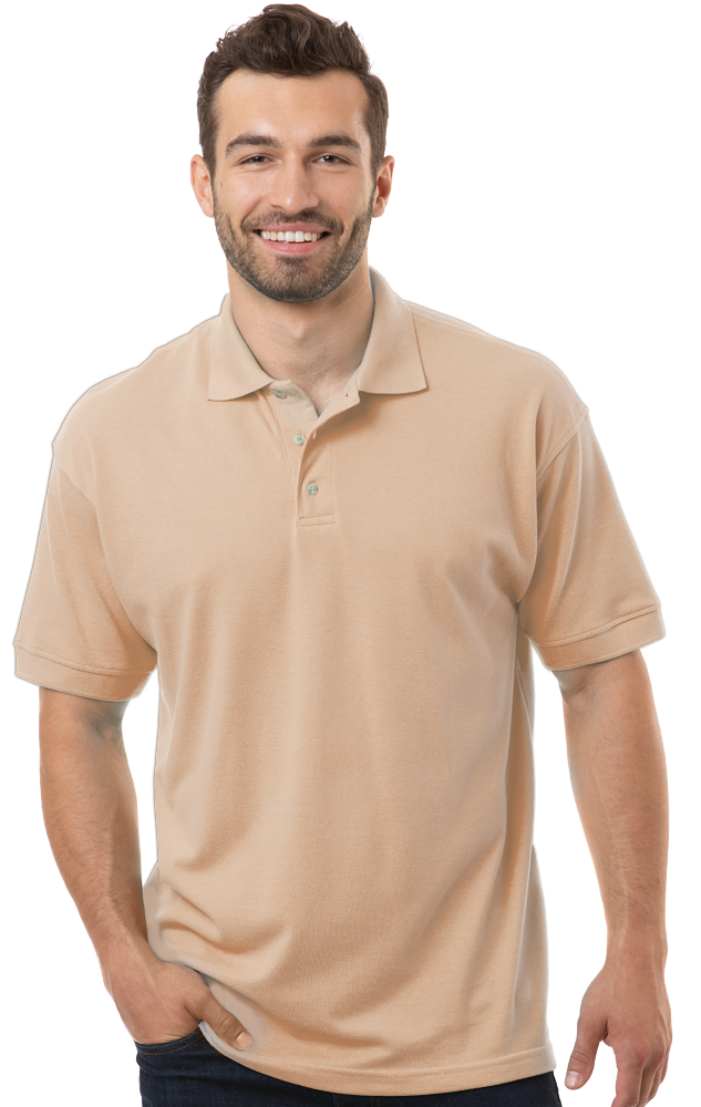 MENS SHORT SLEEVE SUPERBLEND PIQUE NO POCKET  -  NATURAL 10 EXTRA LARGE SOLID