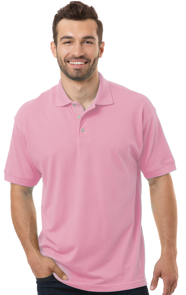 MENS SHORT SLEEVE SUPERBLEND PIQUE NO POCKET  -  PINK 10 EXTRA LARGE SOLID