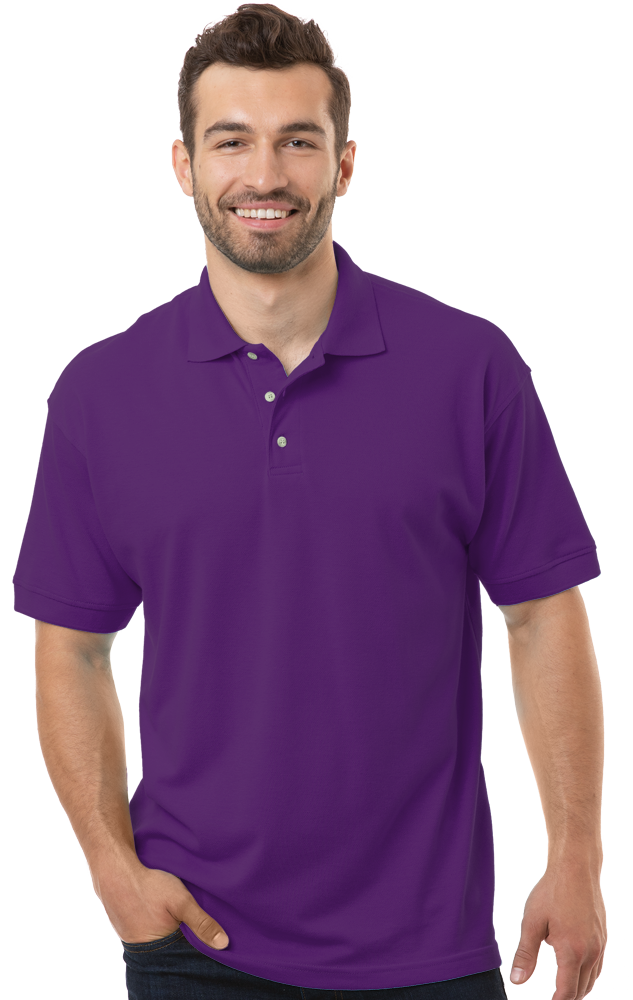 MENS SHORT SLEEVE SUPERBLEND PIQUE NO POCKET  -  PURPLE 10 EXTRA LARGE SOLID