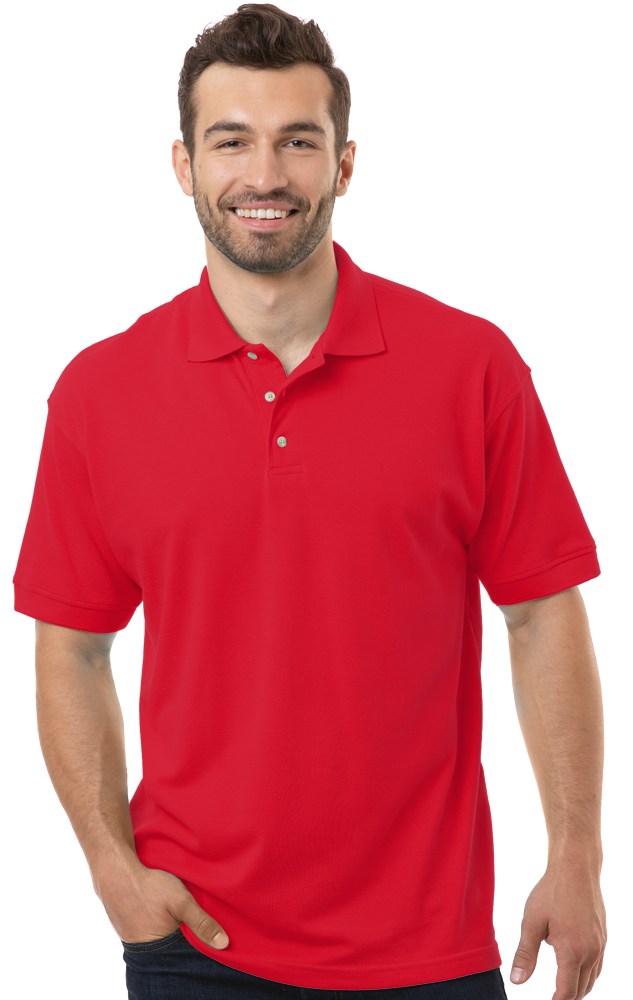 MENS SHORT SLEEVE SUPERBLEND PIQUE NO POCKET  -  RED 10 EXTRA LARGE SOLID